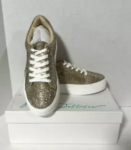 Betsey Johnson Sydny Sneakers Shoes Footwear Light Gold Rhinestones New in Box - Picture 1 of 10