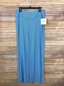 MSP Miracle Suit Pants Womens XL Stripe Wide Leg Knit Blue Pull On Stretch New - Picture 1 of 7