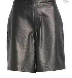 NEW ALLSAINTS Jen Leather Jogger Shorts in black size 8 #P2377 - Picture 1 of 7