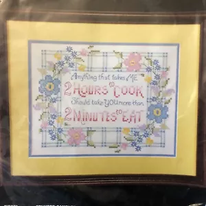 Kit de puntada de sampler estampado de cocina Bucilla 1993 vintage hilo dental de 12" x 9", aguja - Imagen 1 de 6