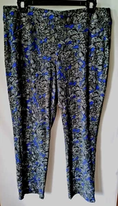 Chicos Travellers Damenhose Petite 2 US 12 blau schwarz Blumenmuster elastischer Bund - Bild 1 von 2