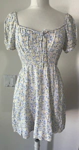 Hollister Cottage Core Milkmaid Boho Mini Dress Size M Ditsy Floral New Lined - Picture 1 of 6