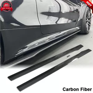 For Benz W205 C205 C300 C43 C63 15UP Side Skirts Extension Lip REAL CARBON FIBER - Foto 1 di 12