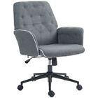 Chair Grey Linen Stylish Tufted Design Adjustable Height Swivel Wheels 120kg