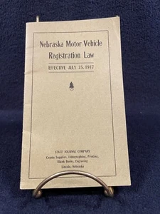 Vintage & Rare Nebraska Motor Vehicle Registration Law Booklet, July 25, 1917 - Picture 1 of 4