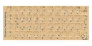 Hungarian Keyboard Stickers Reverse Print Blue Letters - Picture 1 of 1