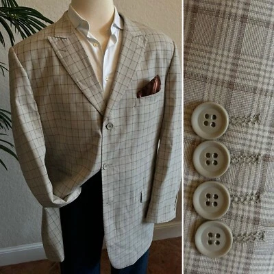GIORGIO FIORELLI BLAZER SIZE 48L SUPERLUX SPORT COAT PLAID SUIT JACKET LONG FIT - Image 1 of 4