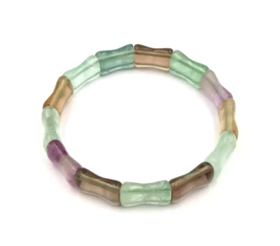 Brazalete Brazalete Multicolor Fluorita Jade Ágata Ojo de Tigre Amatista Bambú Articulación Foto 1 de 4