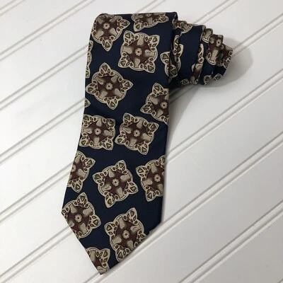 Andre Gianni Men’s Neck Tie Blue Tan Red Green Silk Imported Italy 57L 3.5W Foto 1 de 4