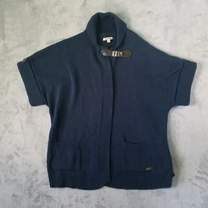 Barbour Knit Short Sleeve Sweater Womens Blue Size UK 18 Leather Strap Cotton - Picture 1 of 9