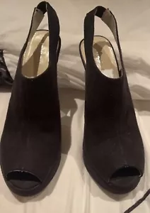 Koi Couture Black Peep Toe Heels 4 - Picture 1 of 4