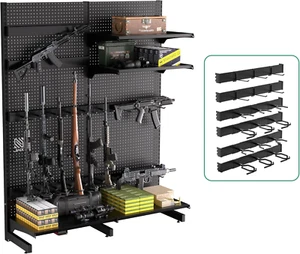 Porte-fusil étagère sur pied en acier robuste affichage sécurisé fusil de chasse - Photo 1/9