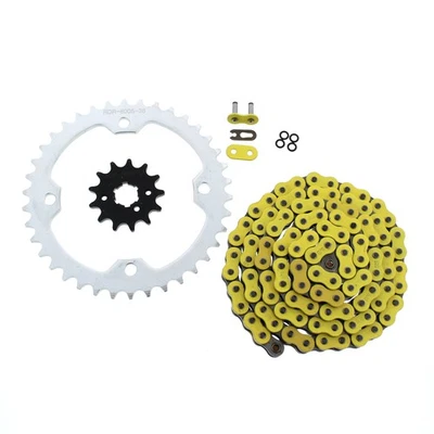 2007 - 2009 Yamaha YFM350 350 Raptor Yellow O-Ring Chain & Silver Sprocket 13/38 - Image 1 of 2