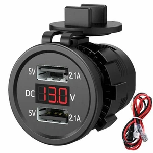 2 Ports 12V-24V Double USB Voiture Bateau Chargeur Prise Tension Panneau Numérique Voltmètre - Photo 1 sur 15