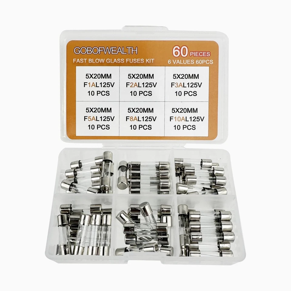 60 Pcs Christmas Mini Light Strings Replacement Glass Fuses  - Image 1 of 1
