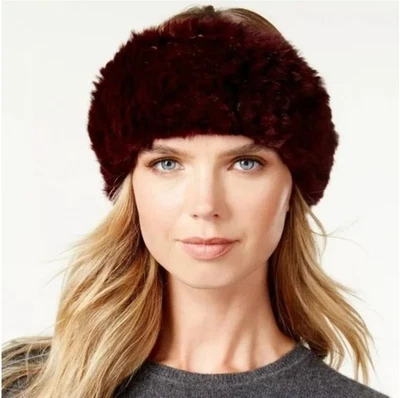 Diadema elástica roja borgoña de piel de conejo Marcus Adler sombrero banda para el cabello nueva con etiquetas Foto 1 de 4