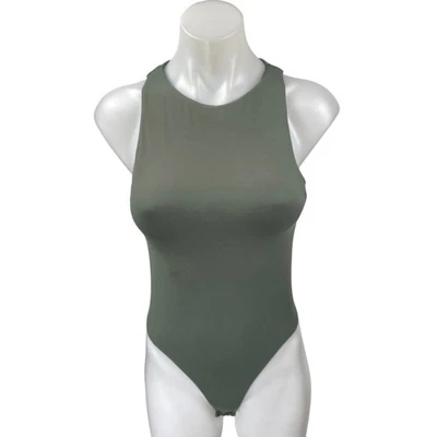Camiseta sin mangas Zara verde sin mangas espalda deportiva cuello alto de una pieza body para mujer M Foto 1 de 4