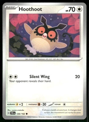 Hoothoot 126/162 Common Normal NM Pokemon SV05: Temporal Forces - Image 1 of 2