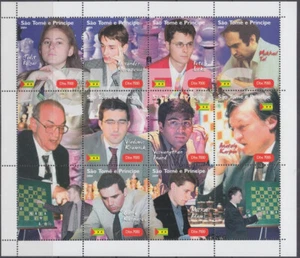ST THOMAS y PRINCE # STP007 MNH S/S SIN LISTA de 12 DIFERENTES GRANDES MAESTROS DE AJEDREZ - Imagen 1 de 1