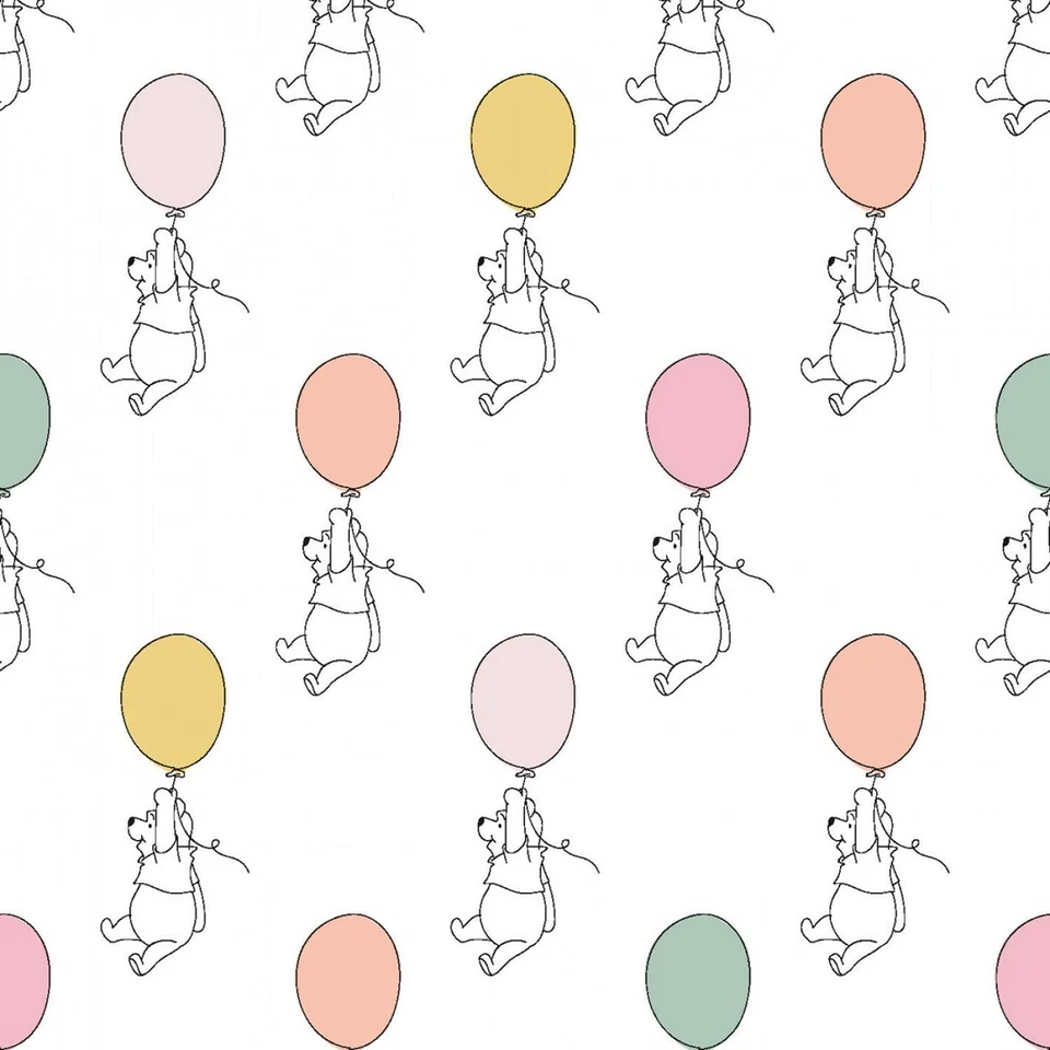BTY Disney Winnie the Pooh Bear Balloon White Cotton Fabric Yard BTHY - Image 1 of 1