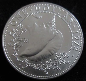 MDS BAHAMAS ONE 1 DÓLAR 1972 "CARACOL MEJILLÓN - ISABEL II.", PLATA #V - Imagen 1 de 2