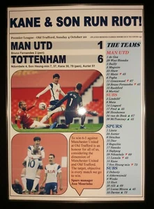 Man Utd 1 Spurs 6 - Premier League 2020 - impresión enmarcada - Imagen 1 de 2