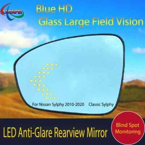 1 Pair Blue Heated Side Mirror Glass Rearview Mirror For Nissan Sylphy 14th - Picture 1 of 13