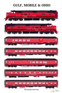 Póster de ferrocarril Gulf Mobile y Ohio Ann Rutledge 11""x17"" firmado por Andy Fletcher - Imagen 1 de 1