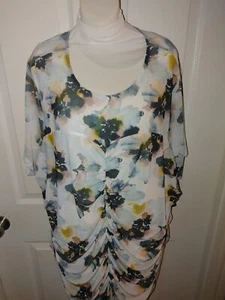 Torrid Womens Stretch Floral Watercolor Ruched Blouse Size 6=30 (34" Lenght) NWT - Picture 1 of 10