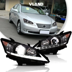 Full Black Headlights For 2010 2011 2012 Lexus ES350 VLAND Front Lights A Pair - Picture 1 of 11