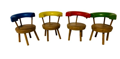 Vintage Dregeno Dinette Dollhouse Chairs Wooden Hand Made Eastern Germany 60’s - Image 1 of 4