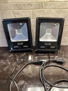 Pair Of GLW 20W LED RGB Flood Light Waterproof IP65 Dimmable Color Changing - Picture 1 of 5