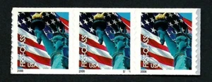 UNITED STATES, SCOTT # 3969, STRIP OF 3 PNC3 # S1111, FLAG & STATUE OF LIBERTY - Picture 1 of 1