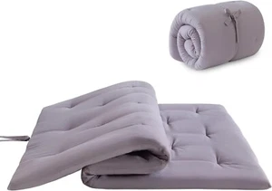 Colchón de piso japonés tatami tamaño doble 39"x 80", 2,56" gris enrollable - Imagen 1 de 6
