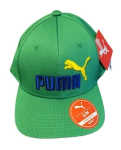 Puma Men's Baseball Cap White Green Stretch Fit Pre Curved Structured Fit S / M - Picture 1 of 8