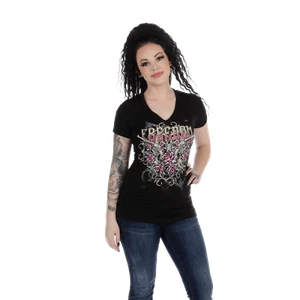 Liberty Wear Ladies Ruger Rhinestone Freedom Guns Black T-Shirt 7167 - Picture 1 of 10