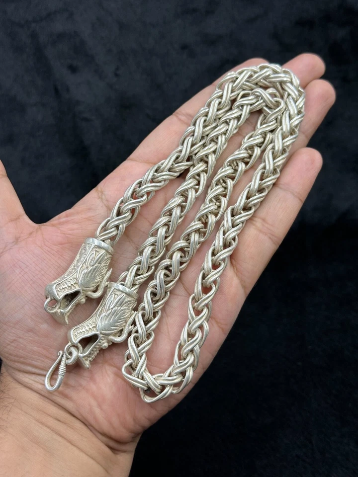 Collar Cadena Dragón Plata Tibetano Único De Colección Hecho a Mano Buena Calidad Foto 1 de 4