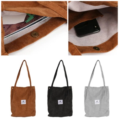 Women Canvas Corduroy Tote Bags Handbag Ladies Travel Messenger Shoulder Bags