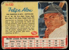 1962 POST CEREAL FELIPE ALOU #133 FAIR - CREASES - WRITING ON BACK