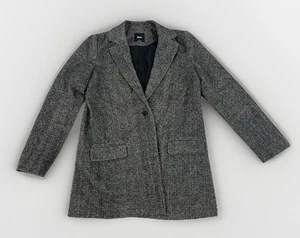 BNWOT Sportsgirl Wool Blend Grey Herringbone Coat - Size 12 perfect condition - Picture 1 of 5