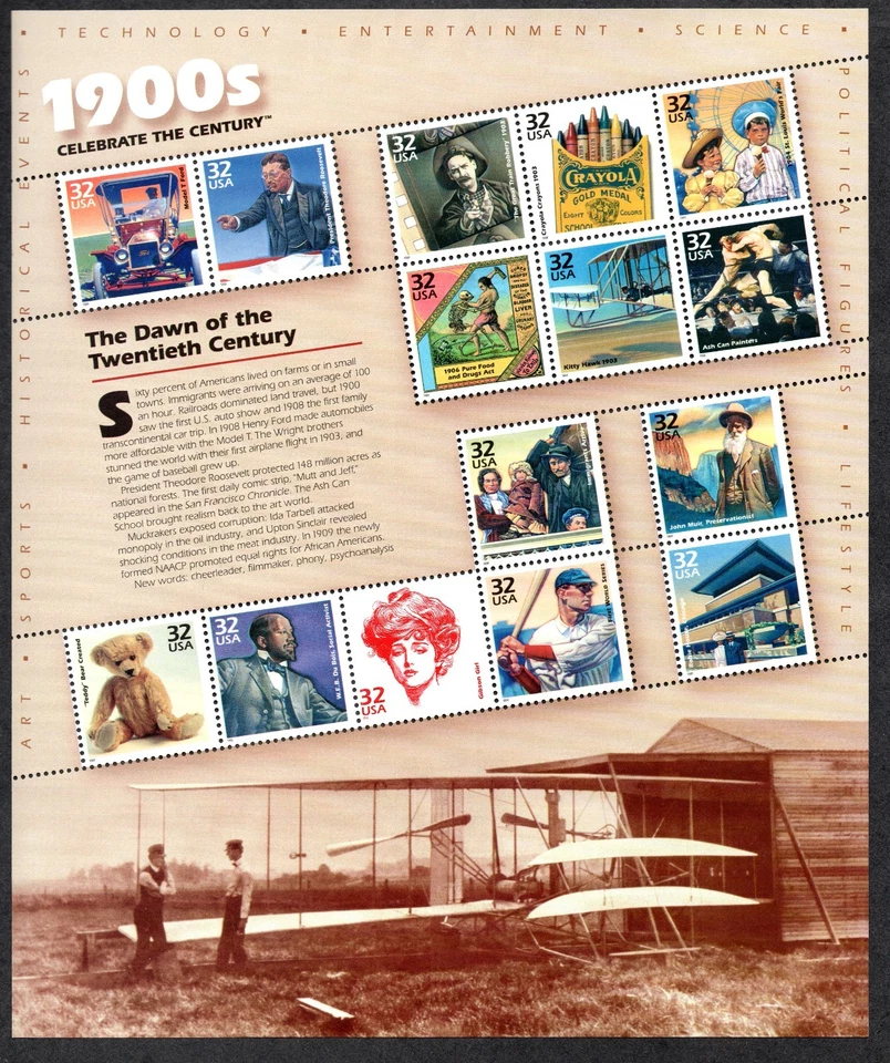 US Scott #3182, Celebrate the Century-1900s, pane of 15, MNH - Image 1 of 1