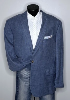 Ralph Lauren Lana Seda Lino Ventana Cuadros Azul Blazer Traje Chaqueta Para Hombres 50R Foto 1 de 4