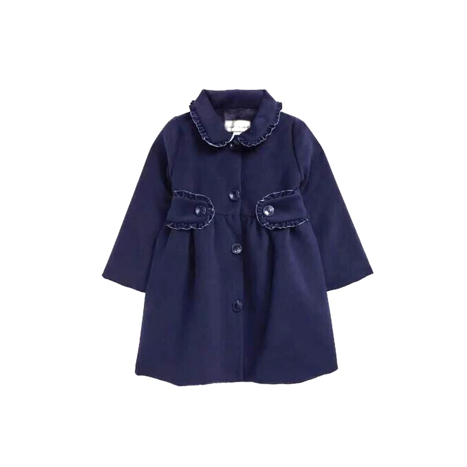 Abrigo con volantes y forro de piel sintética Widgeon para niñas en azul marino talla 4 $79 Foto 1 de 4