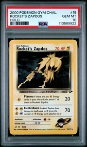 Pokémon Gym Challenge Rocket’s Zapdos Unlimited PSA 10 *SWIRL* - Bild 1 von 6