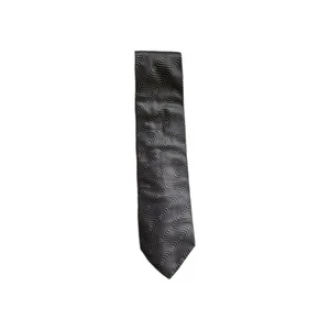 Strellson Silk Mens Neck Tie 100% Pure Silk repeated wavy pattern Grey Black - Picture 1 of 9