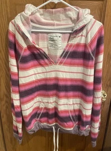 American Eagle Wms hoodie V-Neck Striped Long LS Size Large Pre-owned - Picture 1 of 12
