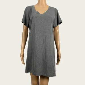 Hanro of Switzerland SMALL meliert grau V-Ausschnitt dünnes Lounge Schlaf Shirt Kleid - Bild 1 von 8