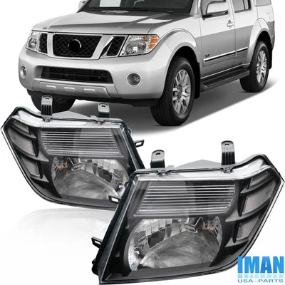 1 Pair Black Housing White Concer Headlights Headlamps For Pathfinder 2008-2012 - Image 1 of 4