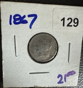 1867 3 Cent Nickel No129 - Picture 1 of 2