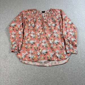 J Crew Liberty Fabric Shirt Womens 4 Coral Floral Smocked Neck Popover Heritage - Picture 1 of 8